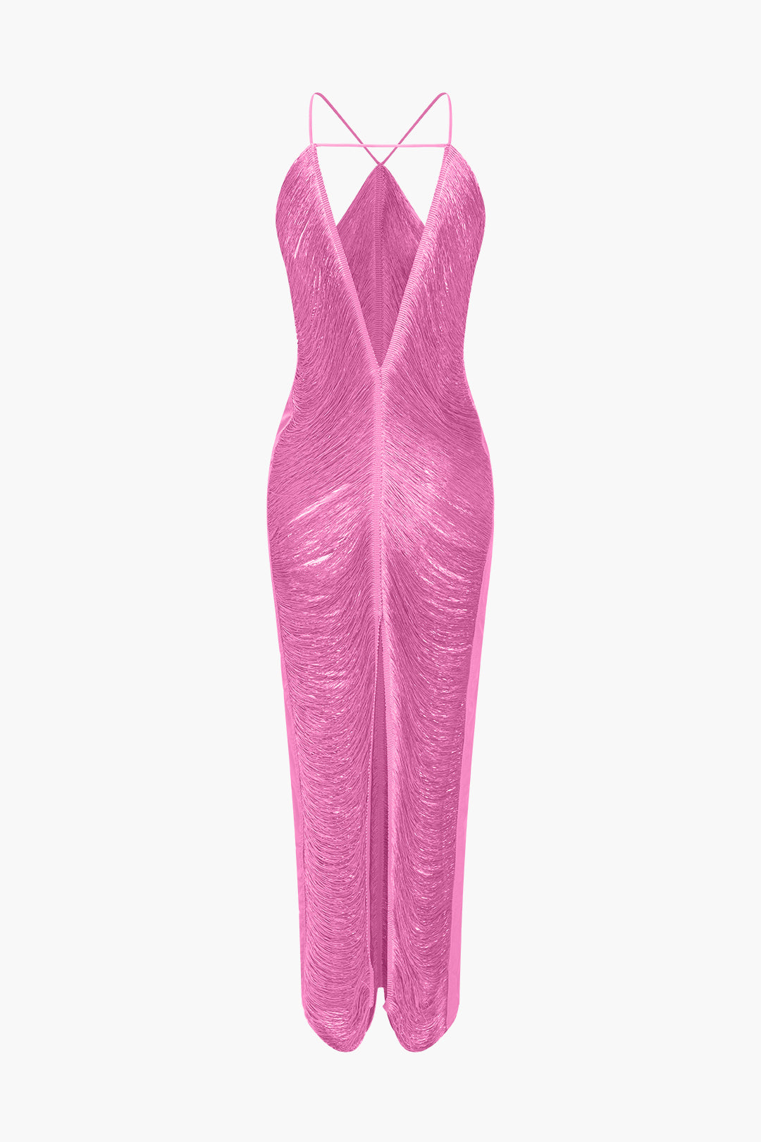 Classic Fringe Cut Out Slit Midi Dress