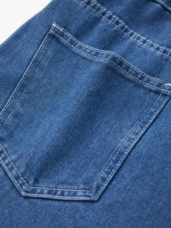 Blue Washed Effect Boyfriend Denim Overalls