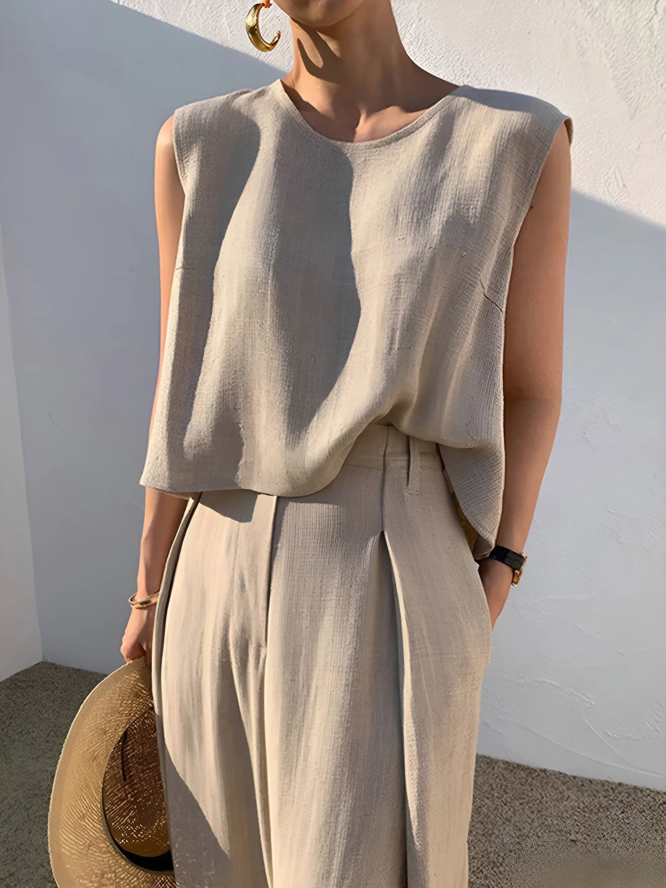 Linen Blends Pants Matching Suit