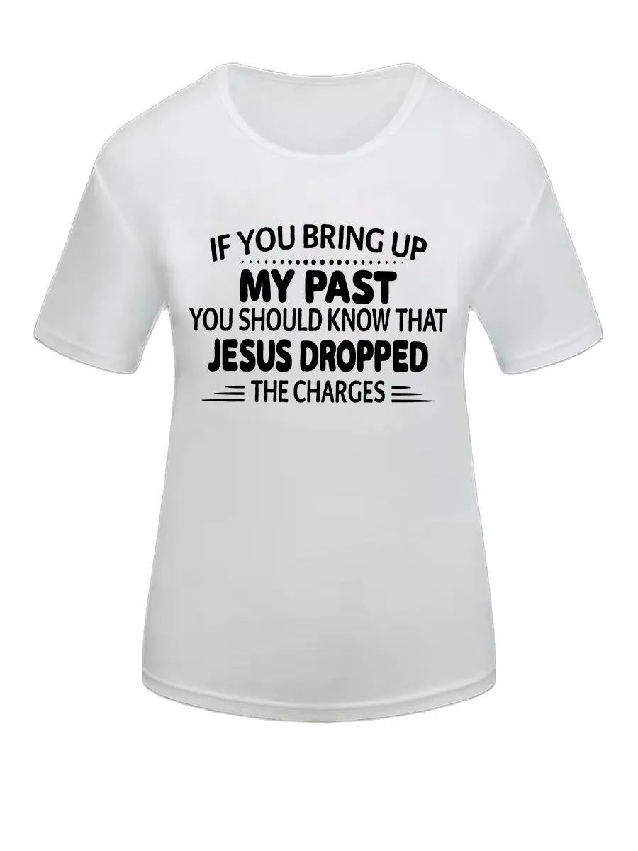 Woman Clothes My Past Letter Print Short Sleeve Round Neck T-shirt – and Stylish Wear for Curvy