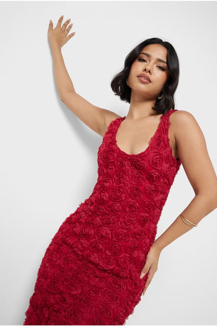 Elma Applique Backless Maxi Dress