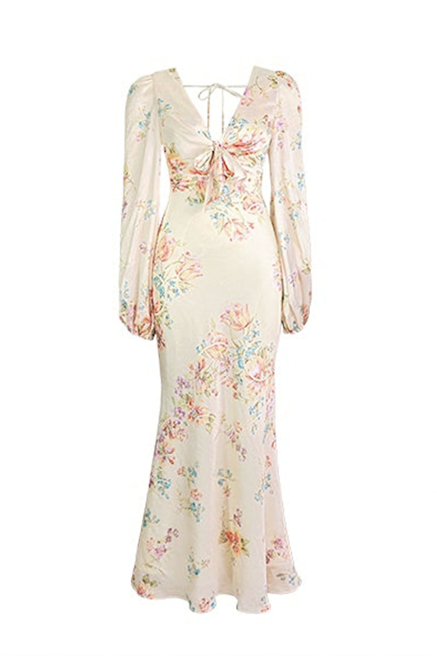 Melissa Print V-neck Satin Maxi Dress