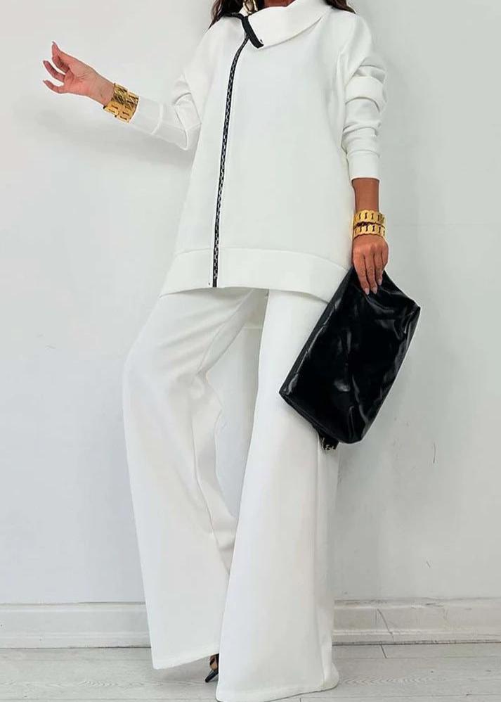 Loose Zip Sweatshirt Wide Leg Pants Suit