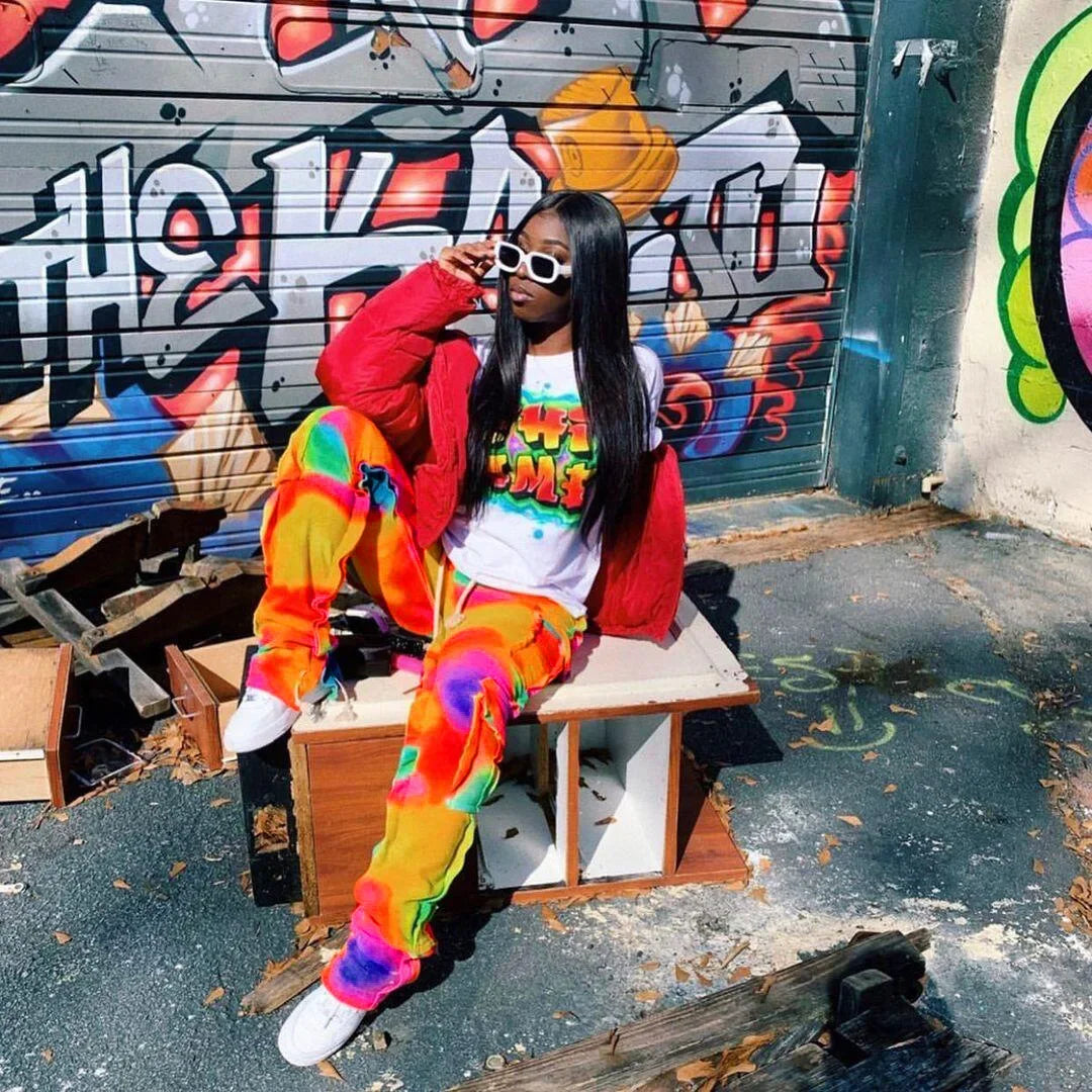 Stacked Tie Dye Cargo Street Style Y2k Sweatpants