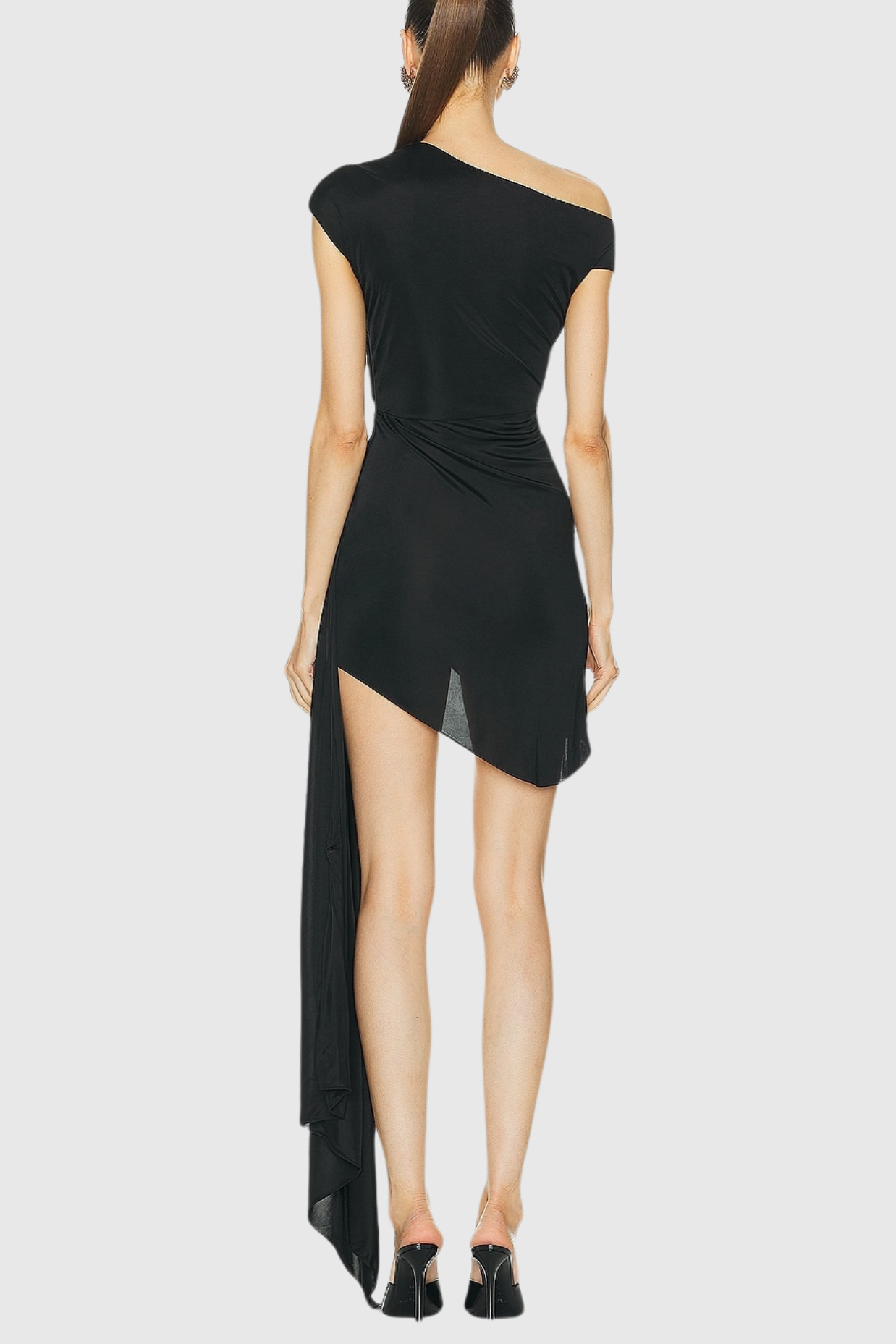 Janett One Shoulder Embellished Mini Dress - Black