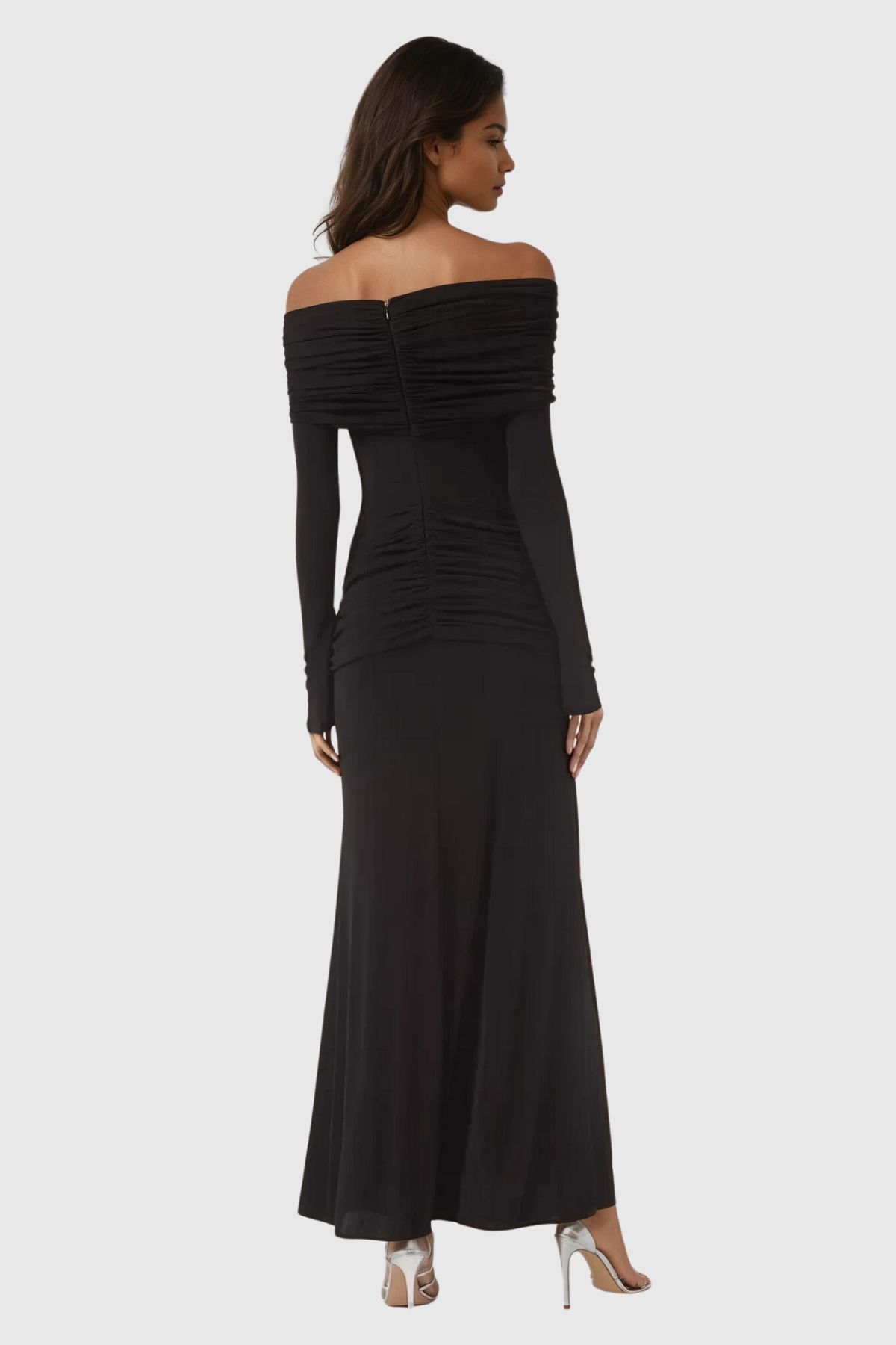 Anneke Off Shoulder Ruch Maxi Dress in Black