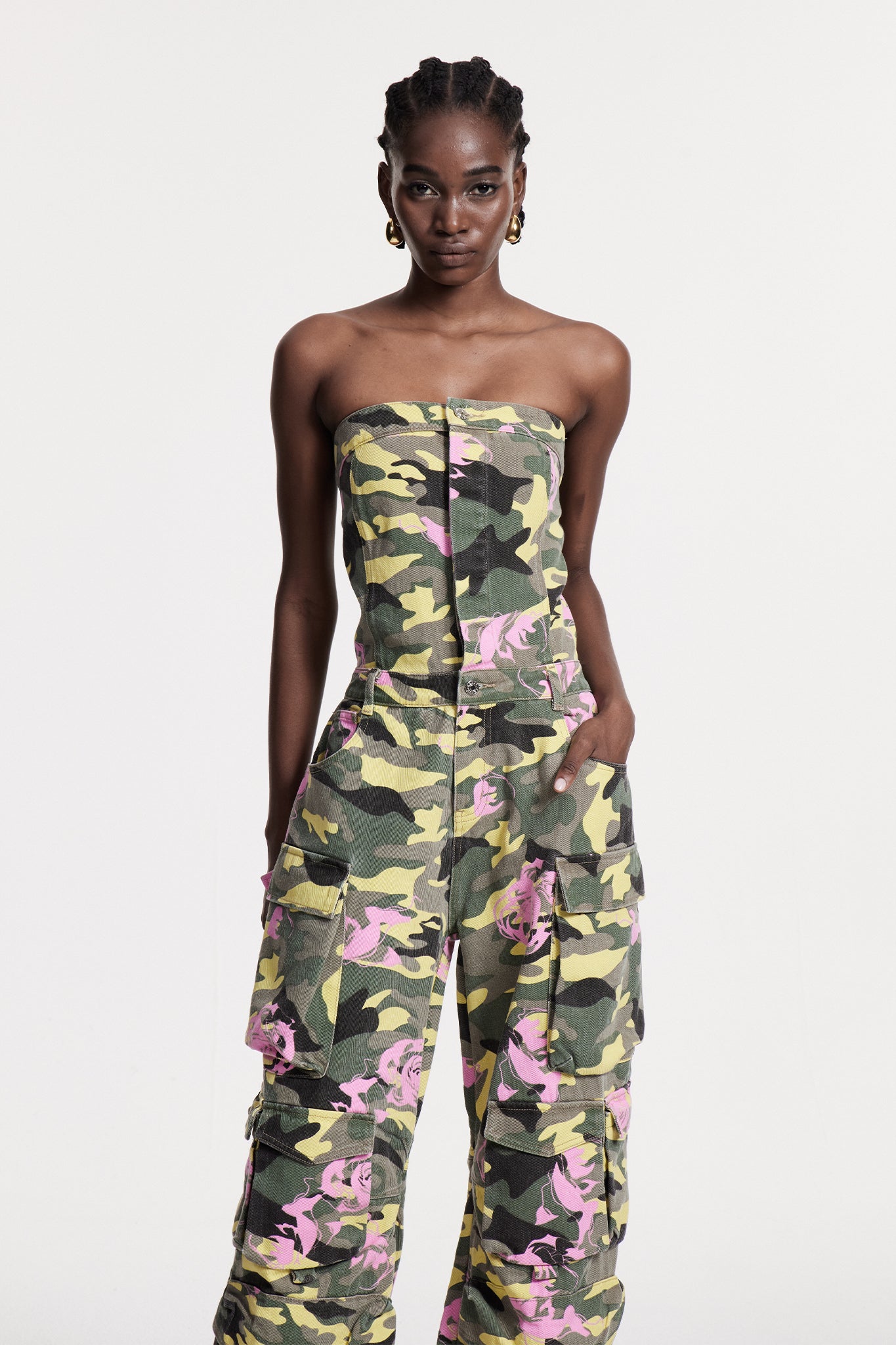 Arawn Camouflage Print Cargo Jumpsuit
