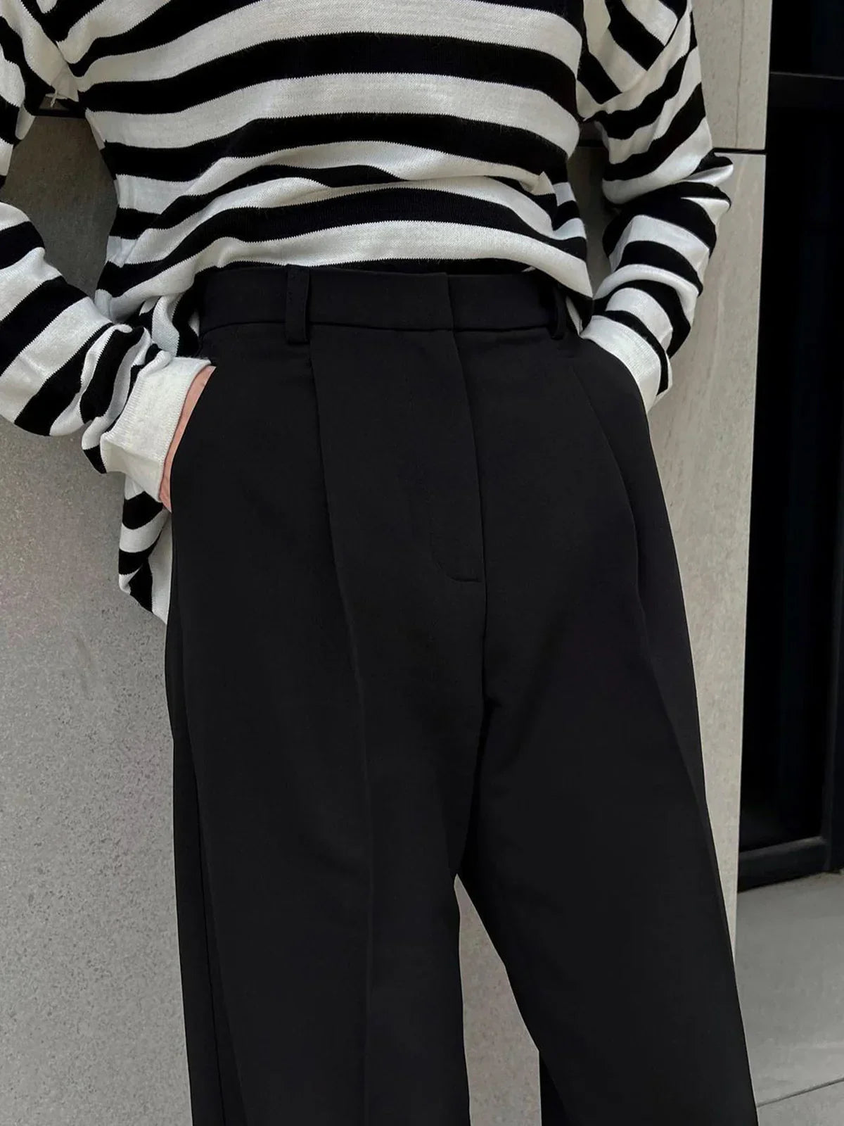 Must-have High-waist Wide Leg Black Pants