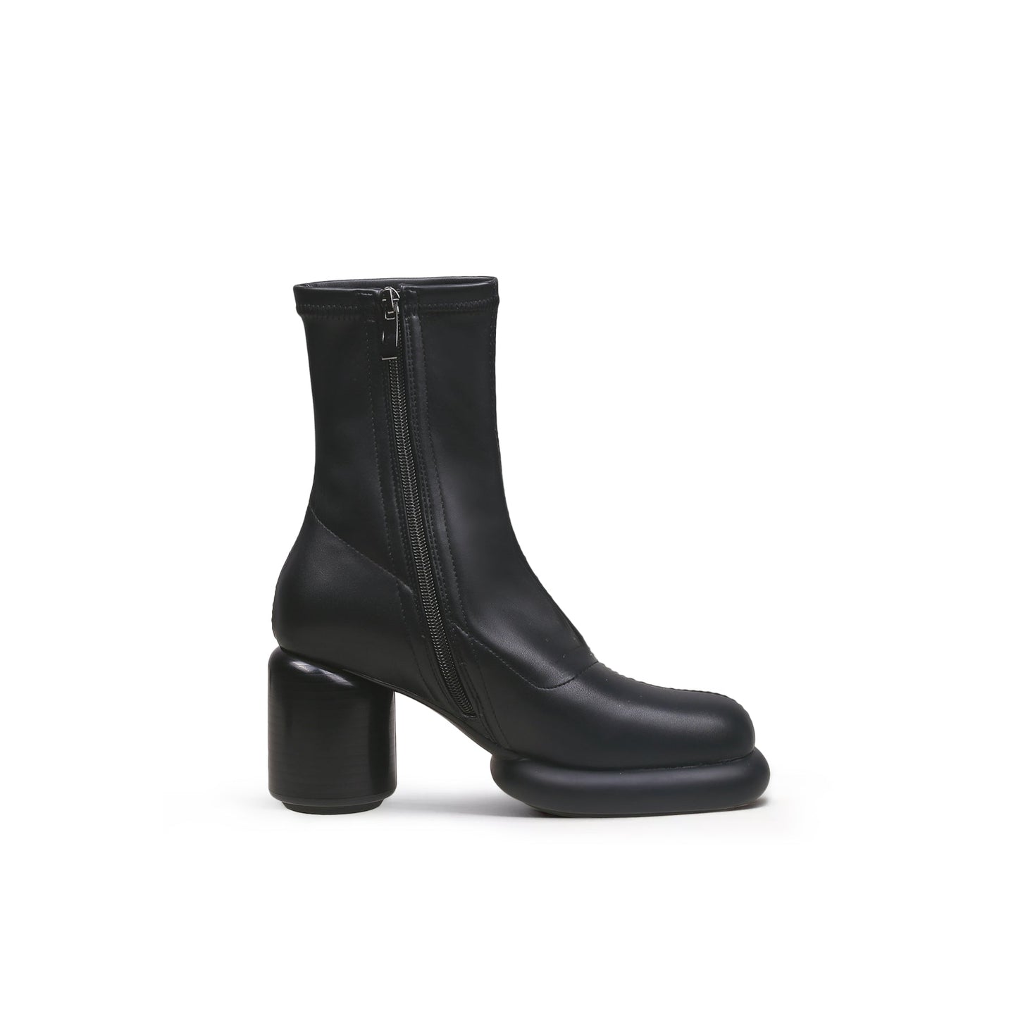 Jady Rose | Black Leather Block Heel Sock Boot