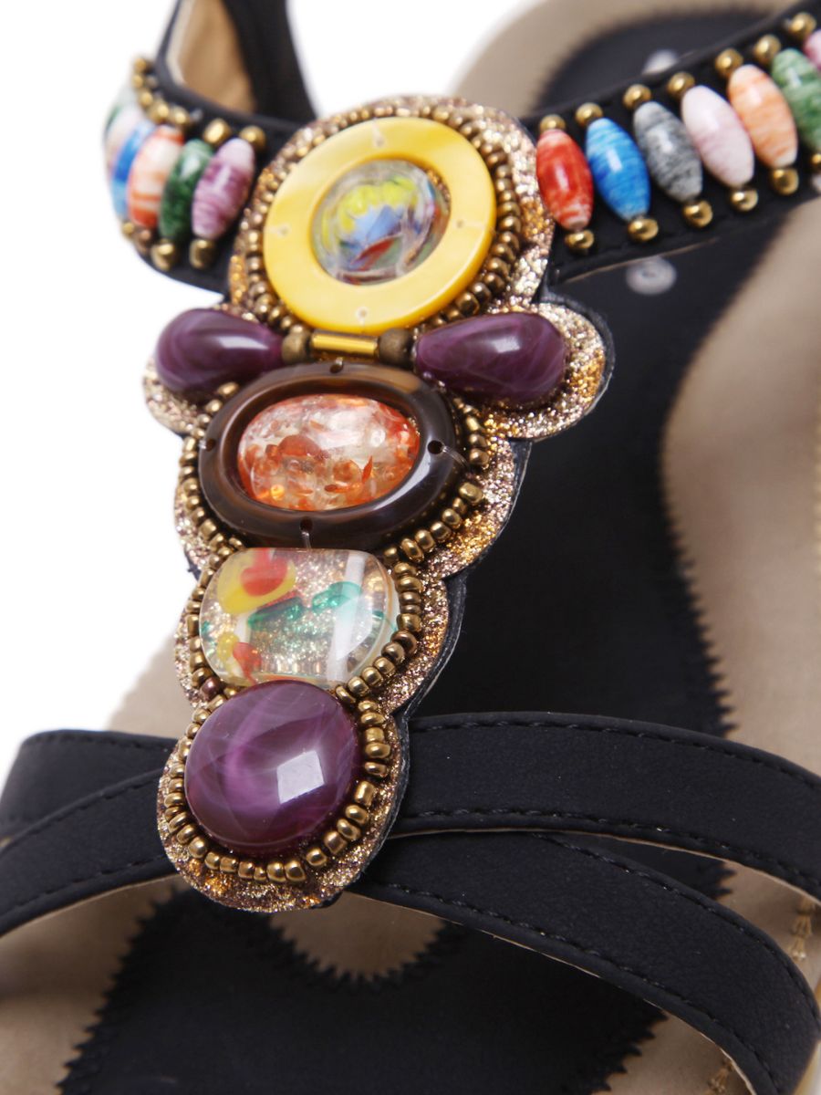 Siketu | Black Stone-embellished Sandal