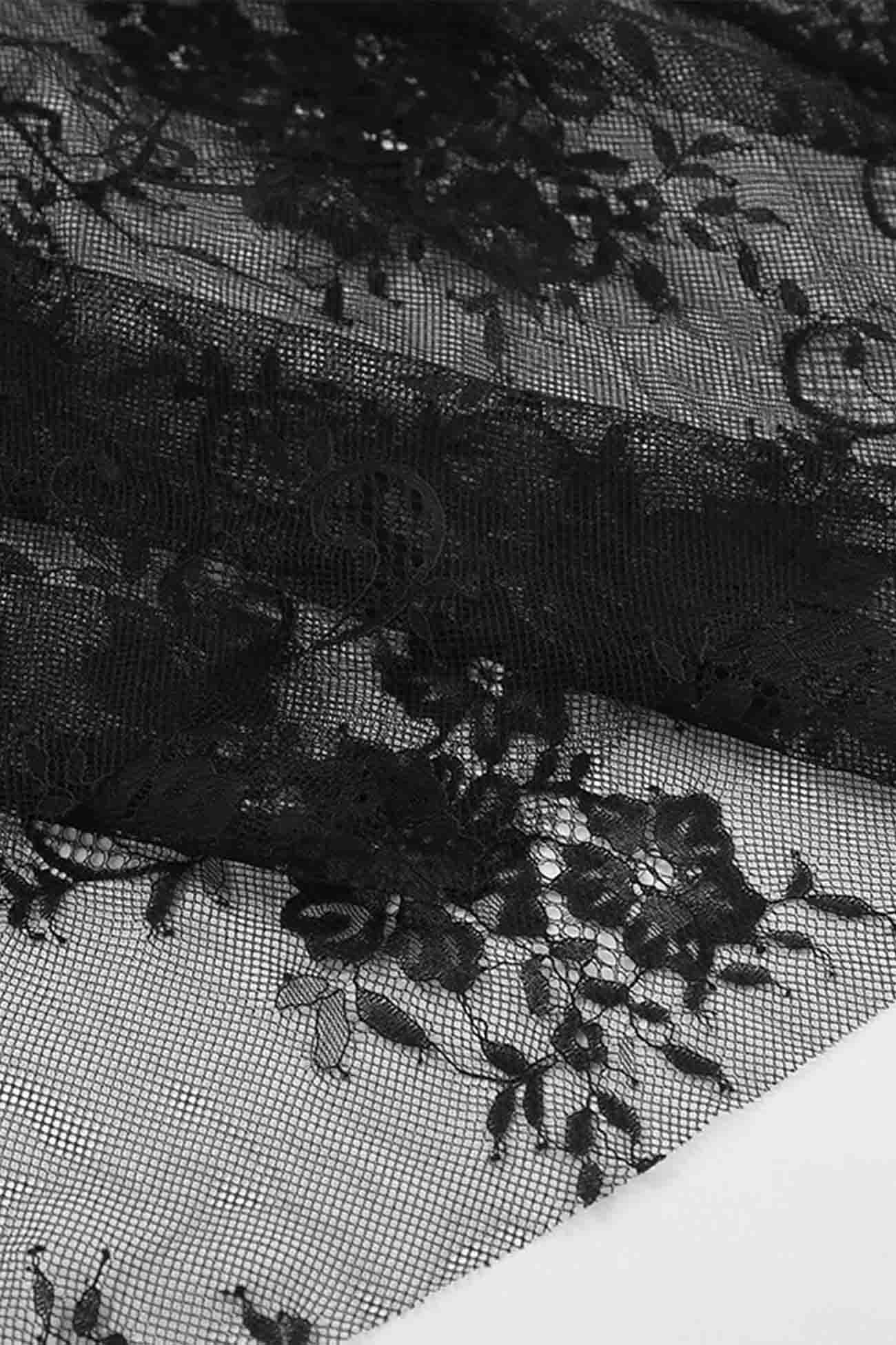 Black Sheer Lace Skirt