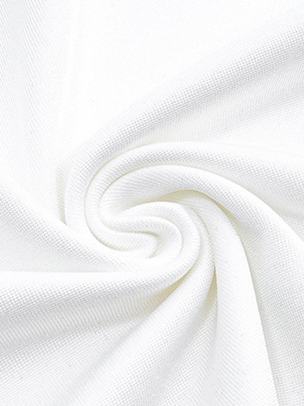 White Split V Neck Mini Dress