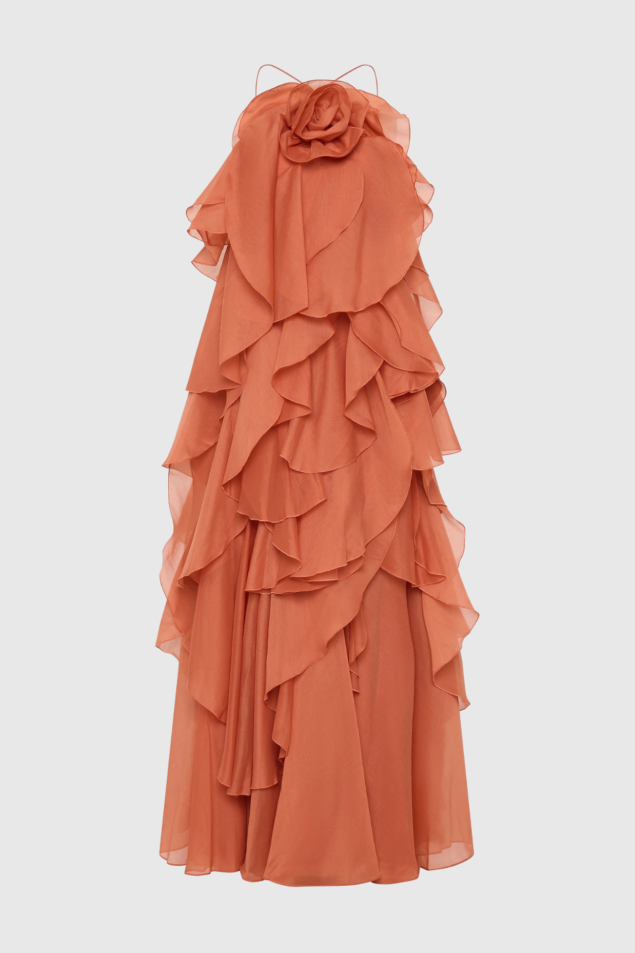 Caysie Halter Ruffle Layered Maxi Dress - Orange