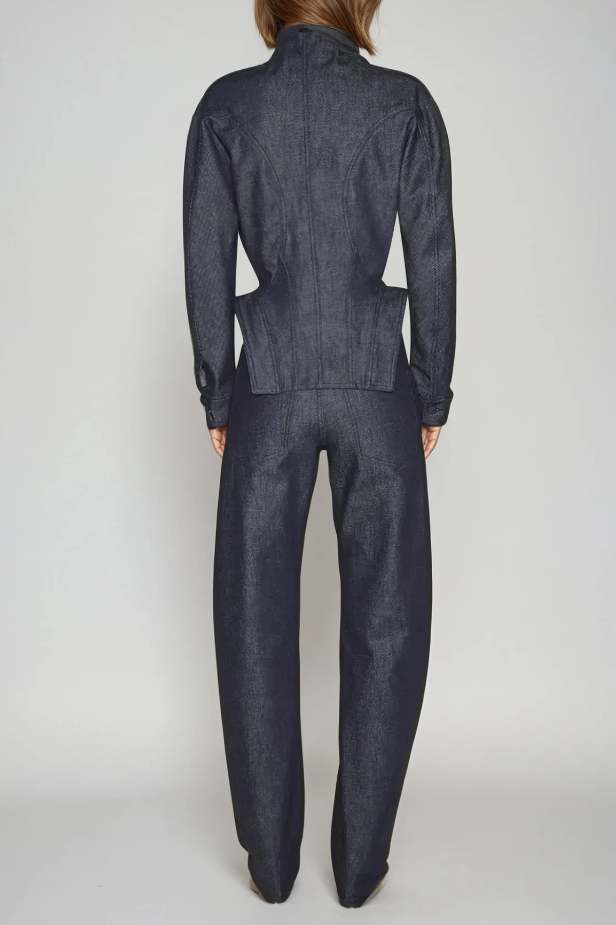 Darya Denim Pants Set in Deep Blue