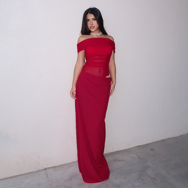 Maisy | Off-shoulder Mesh Maxi Dress