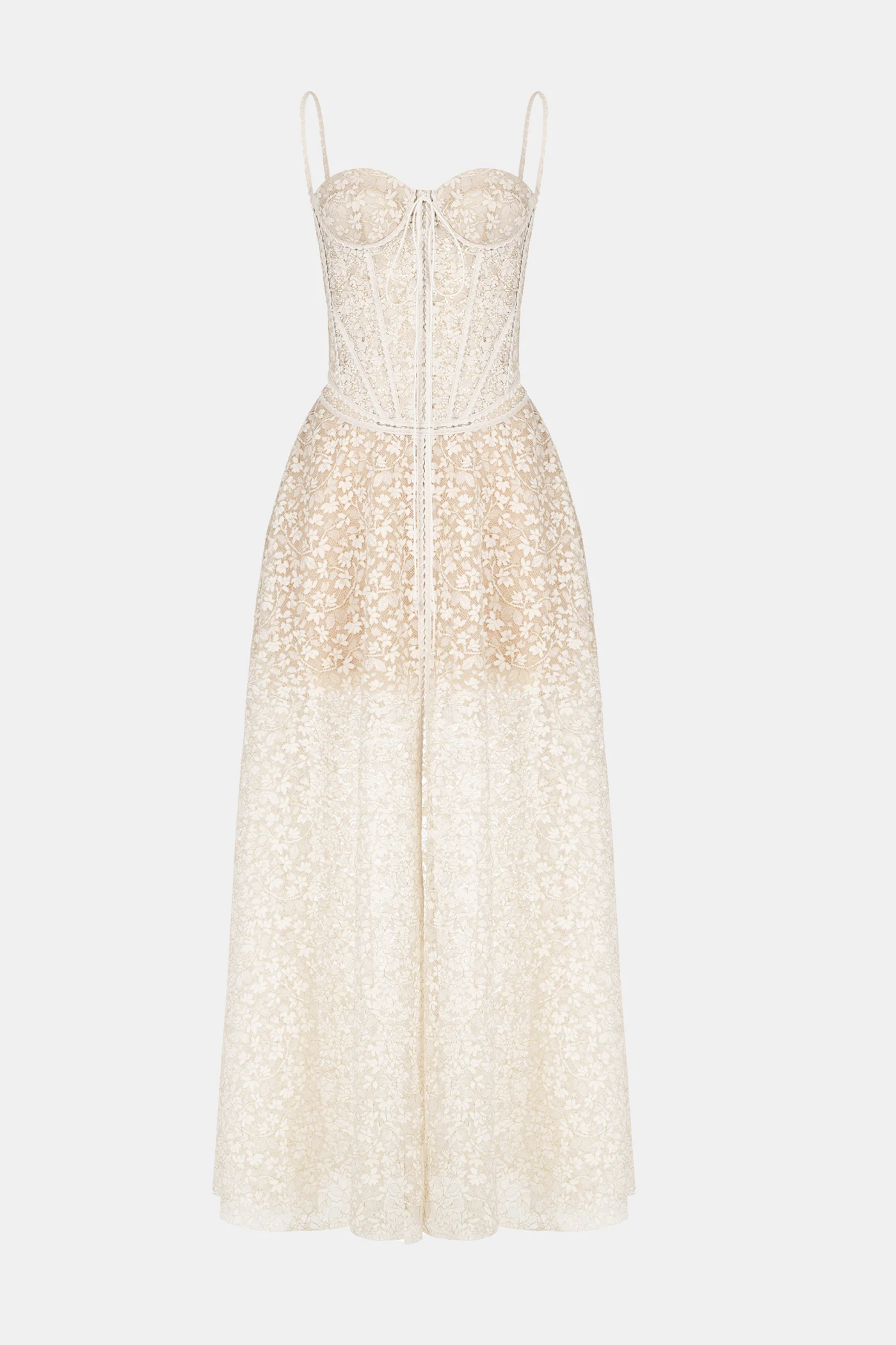 Emani Lace Corset Cutout Maxi Dress - Beige