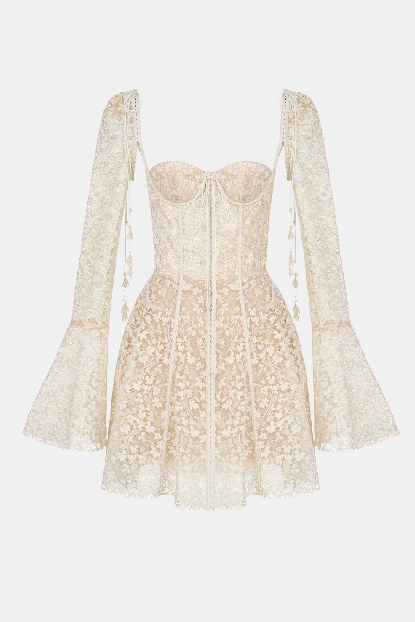 Emani Lace Corset Mini Dress - Beige