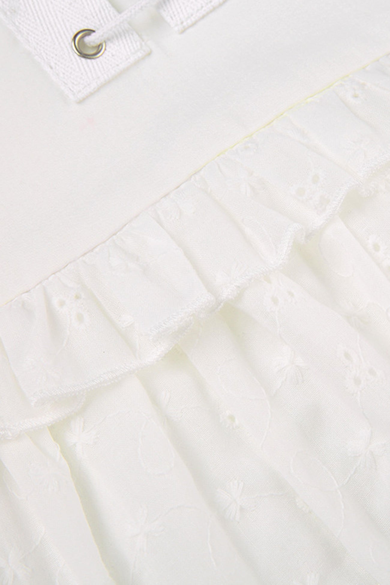 Eyelet Strap A-line Tiered Long Skirt