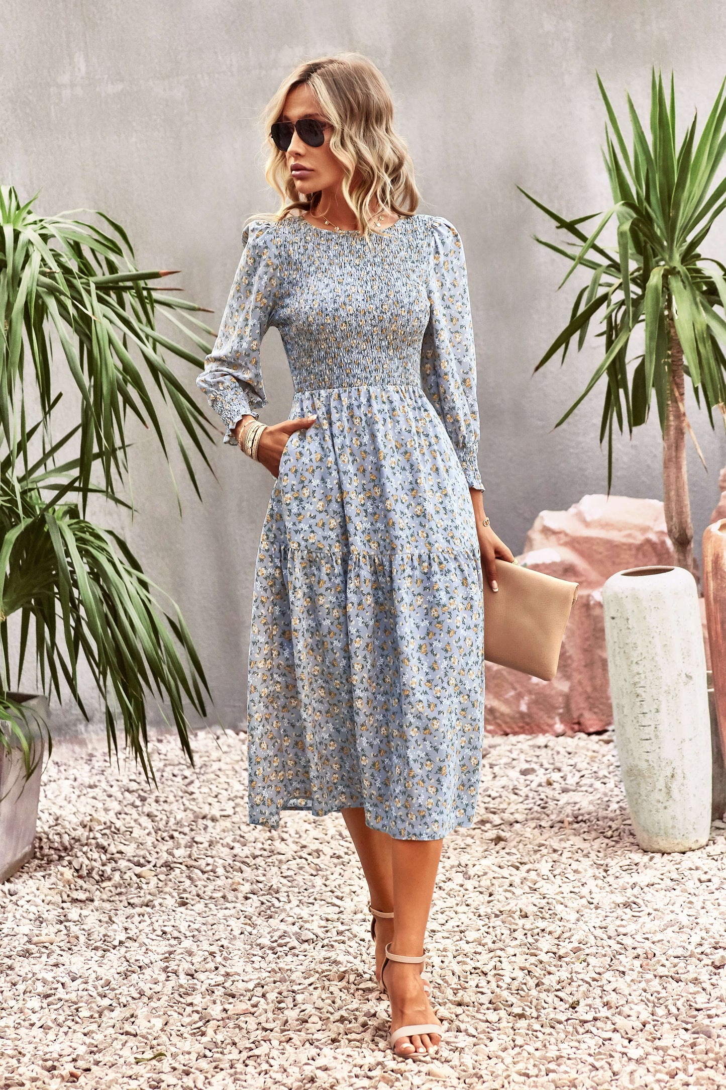 Trading Places Midi Dress - Blue