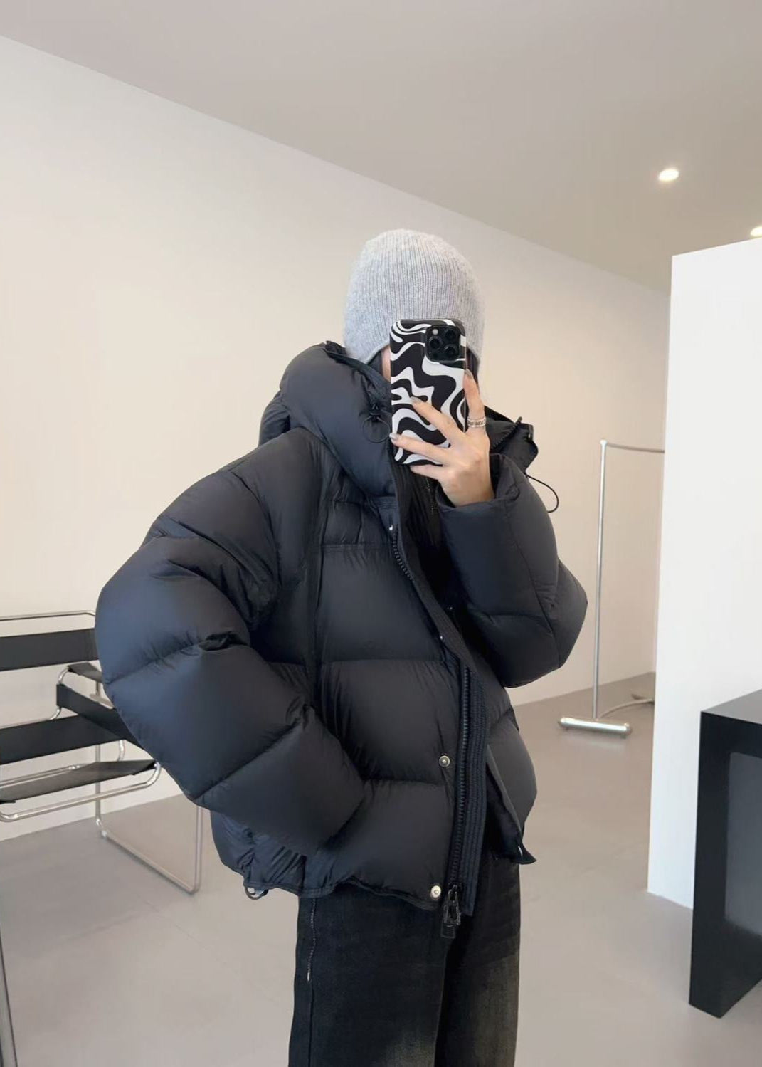 Lyra Oversized Puffer Jacket – Warm Hooded Winter Coat in Ivory