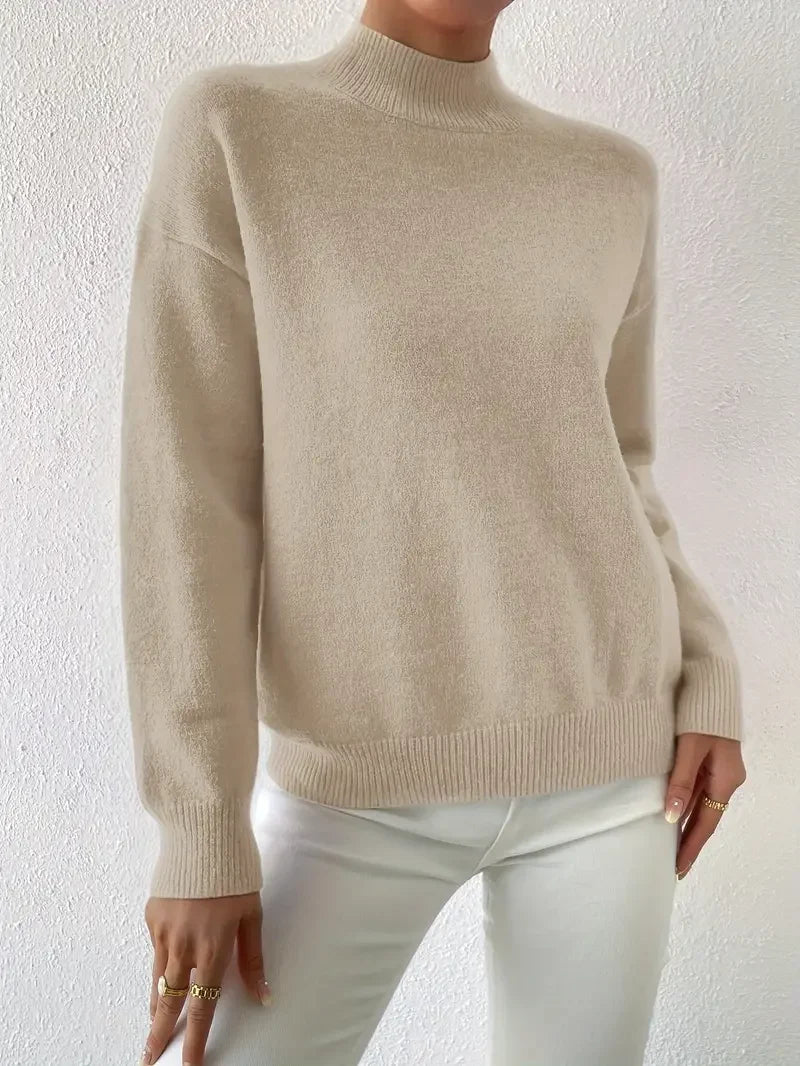 Half Turtleneck Color Long Sleeve Knitted Sweater
