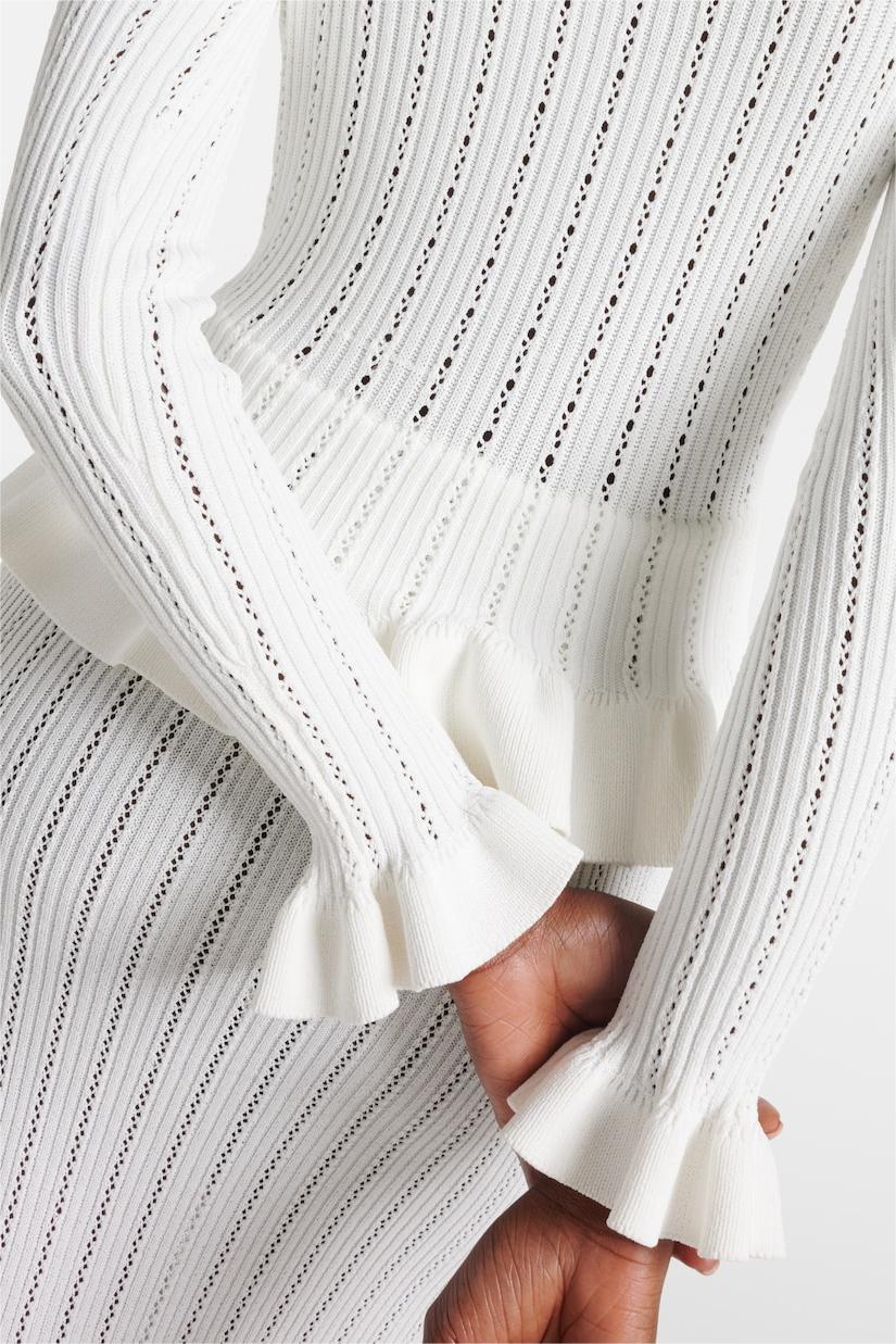 Metal Button Top & High Waist Knit Midi Dress Set