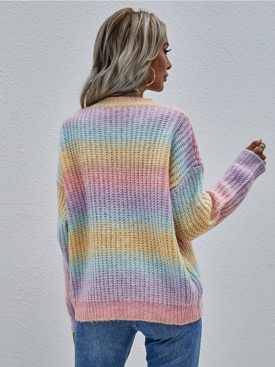 | Tie-dye Bat-sleeve Sweater - Lilac