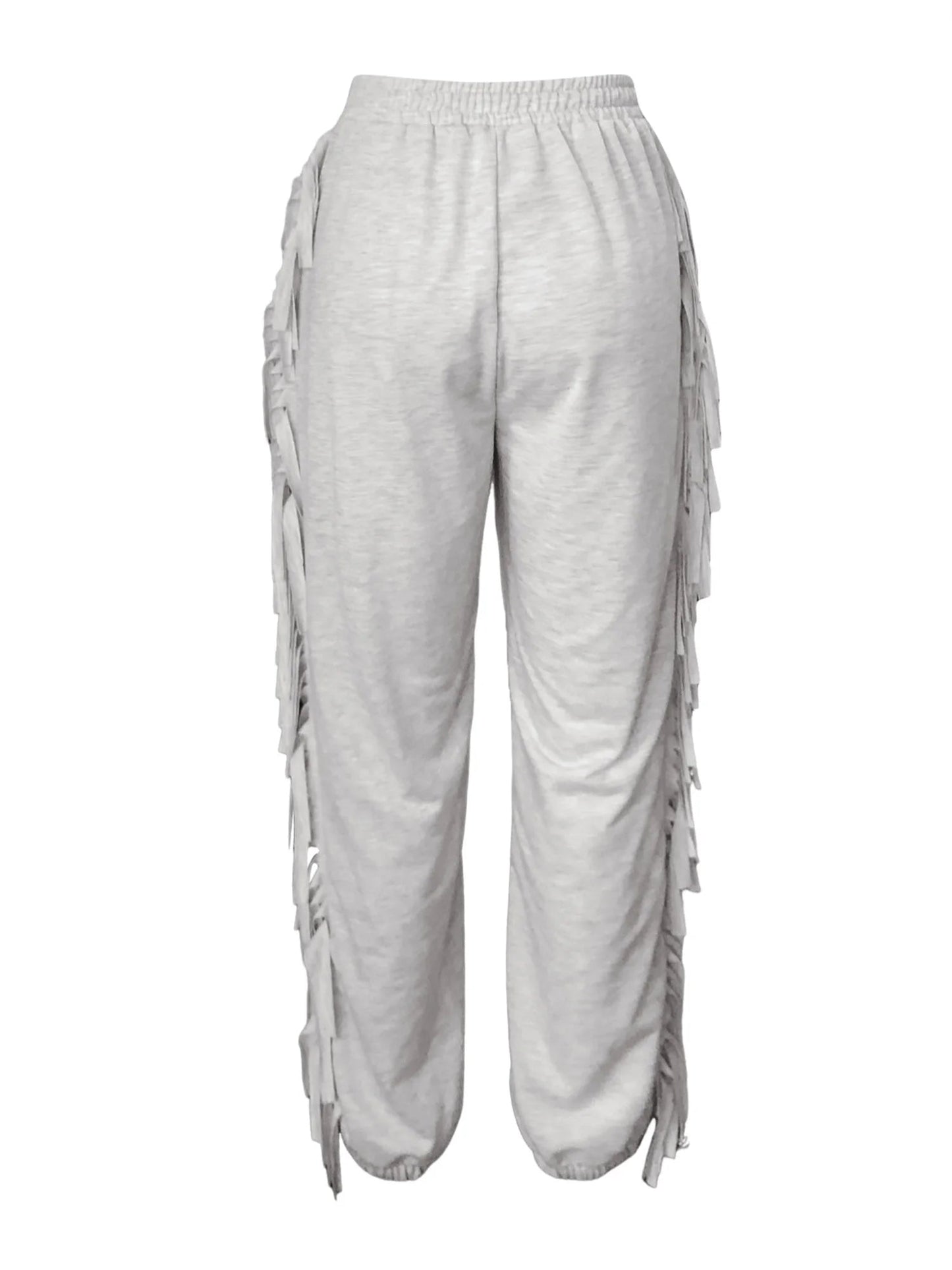Mid Waist Tassel Trim Elasti Color Jogger Sweatpants