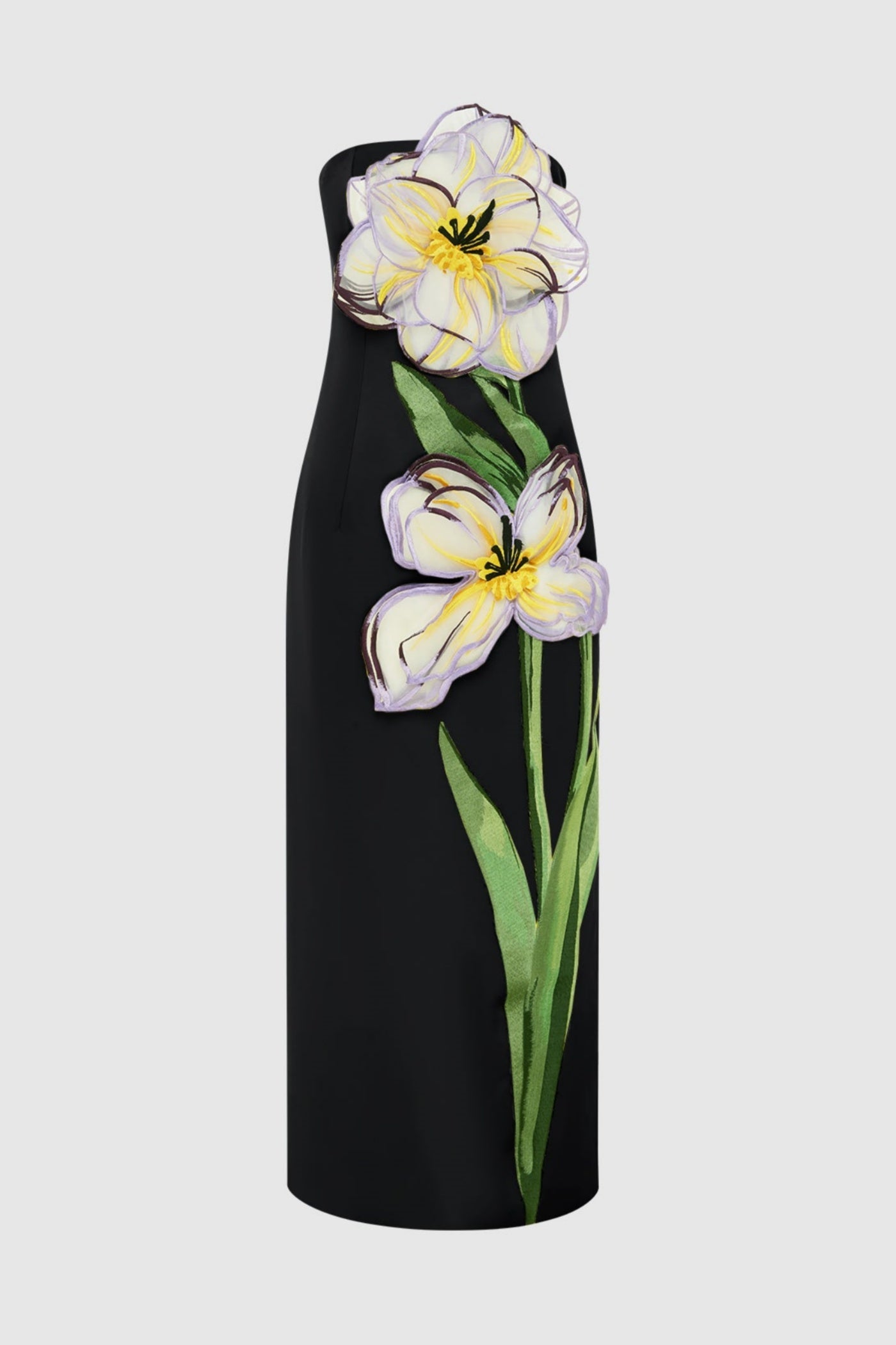 Mimoza Appliqué Strapless Midi Dress - Black