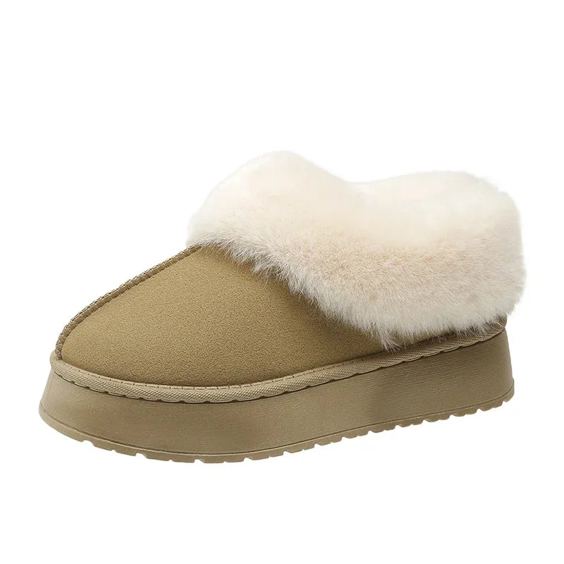 New Warm Boots Winter Flats Shoes Short Plush Fur Ankle Snow Boots Shoes Sport Suede Motorcycle Botas