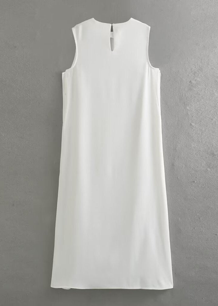 Celeste - Minimalist Sleeveless Button-detail Maxi Dress