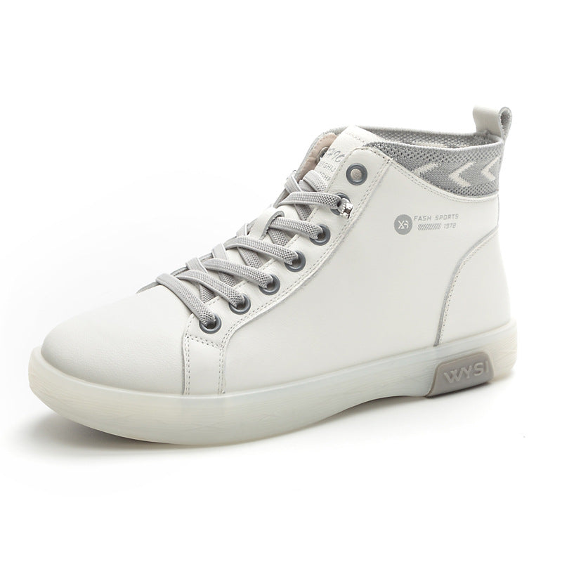 Flat Top Layer Cowhide Tendon Bottom Leather Shoes