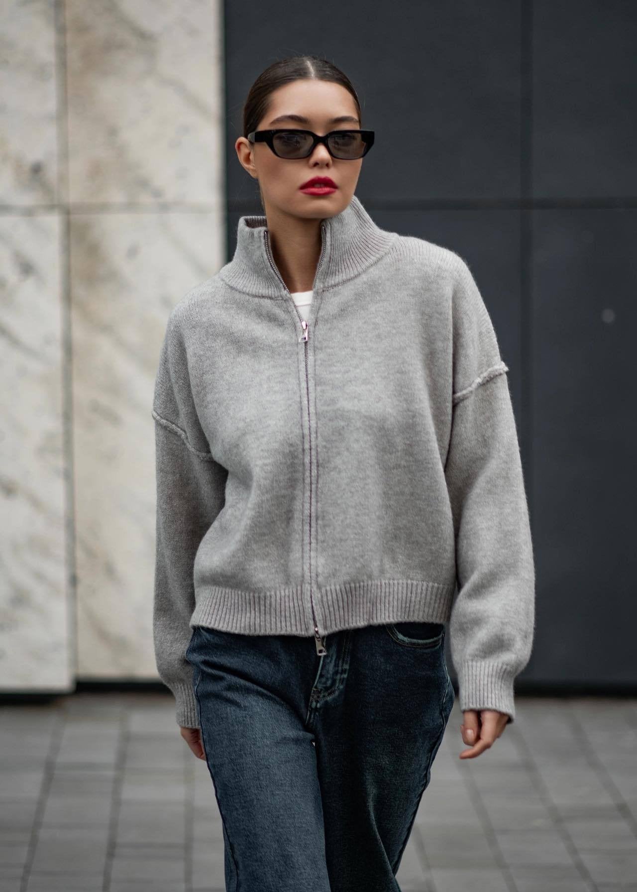 Luxe Heathered Zip-up Sweater