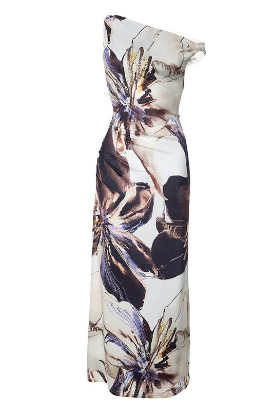 Virginia Asymmetrical Print Maxi Dress