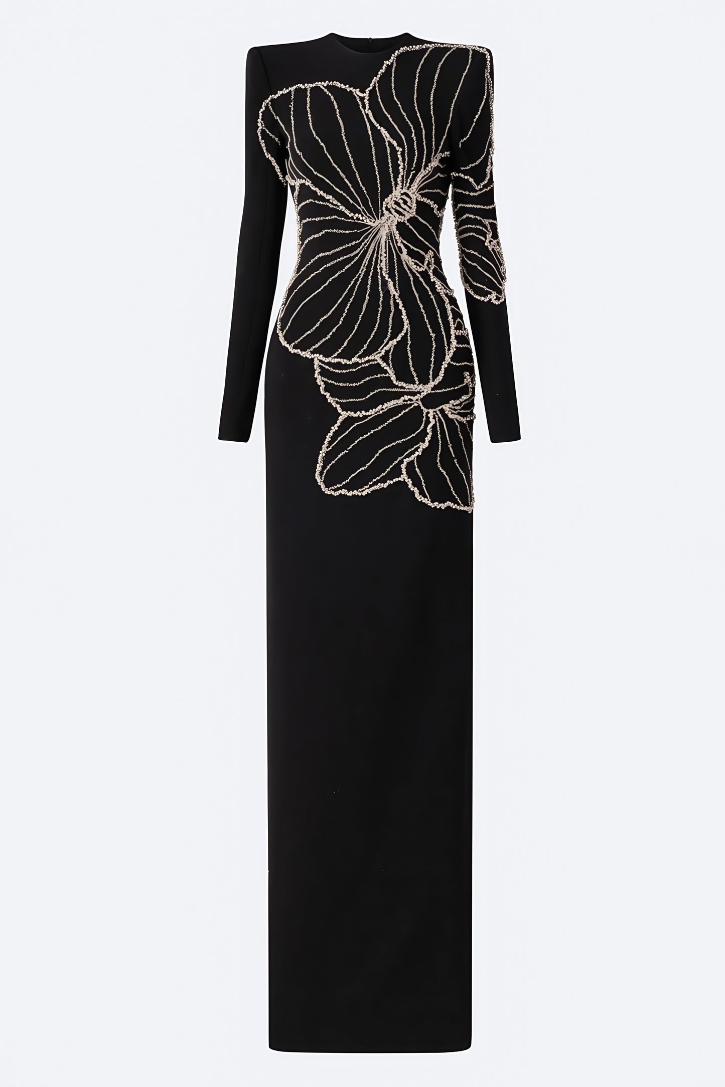 Tildat Long-sleeved Orchid-patterned Maxi Dress
