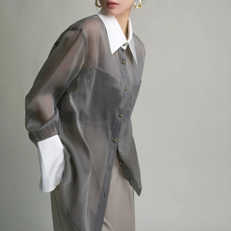 Sheer Long Sleeve Sun-proof Blouse