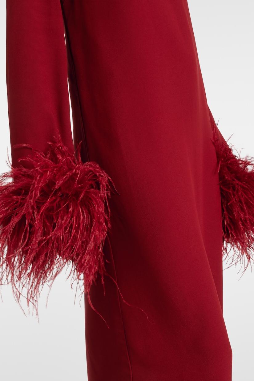 Feather Long Sleeve Midi Dress