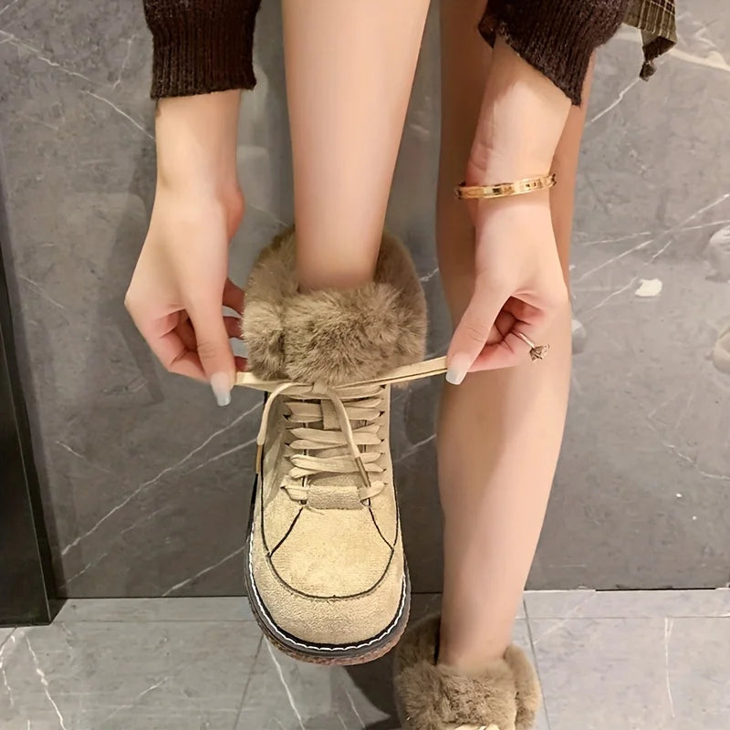 Color Short Plush Lined Comfortable Warm Winter Snow Boot