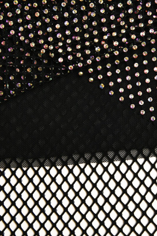 Rhinestone Mesh Bodycon Mini Skirt