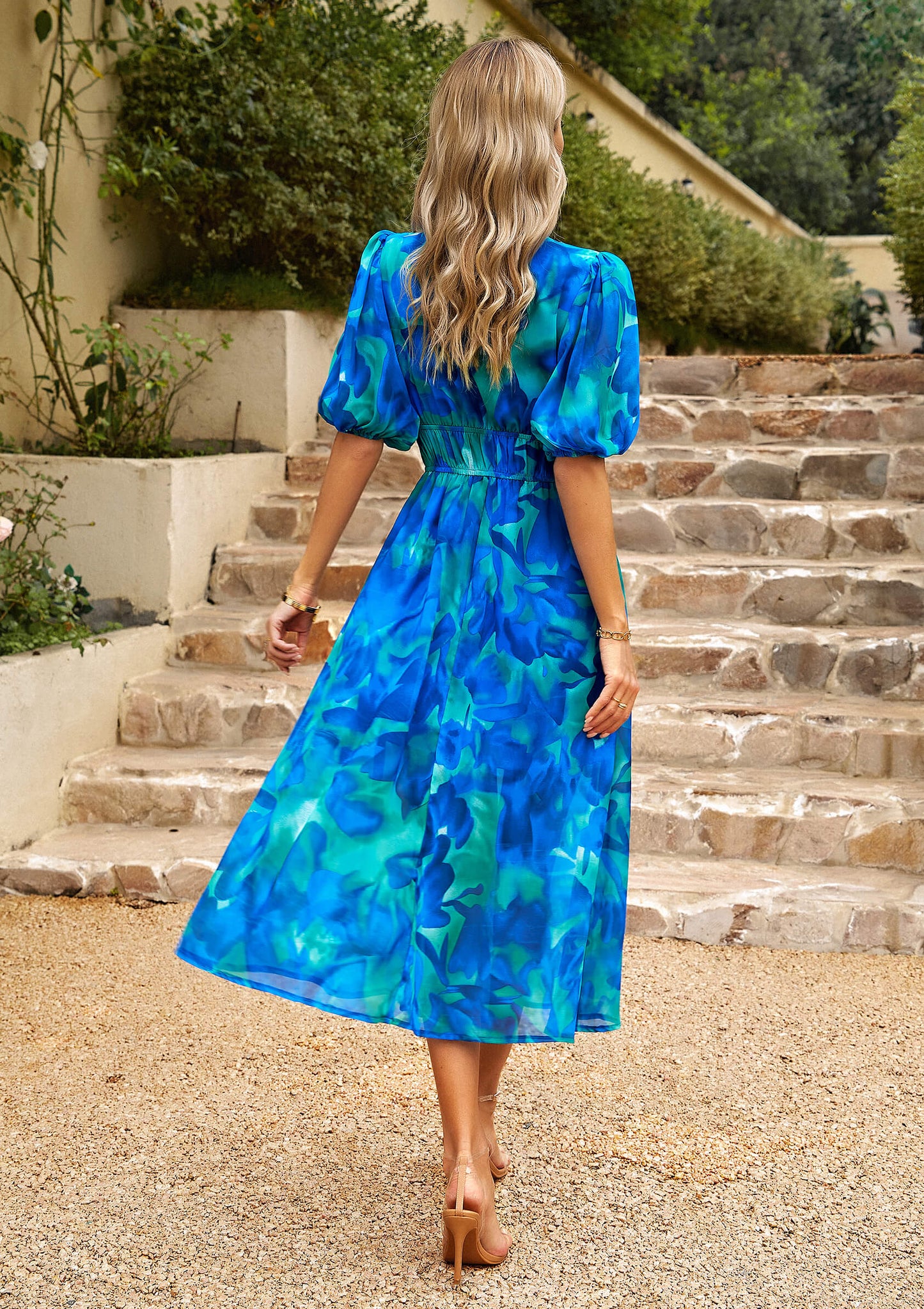Euphoric Mood Printed Midi Dress - Blue