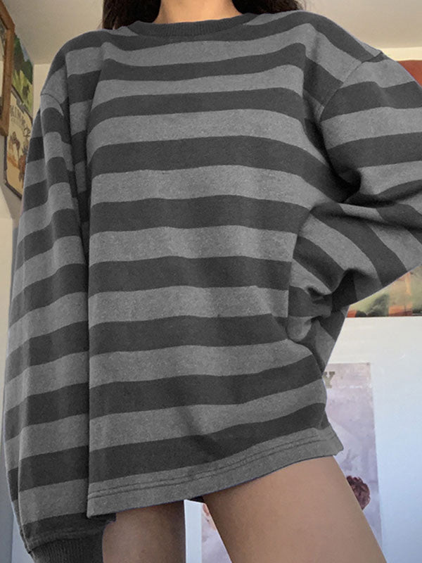Striped Crew Neck Oversize Sweatshirt