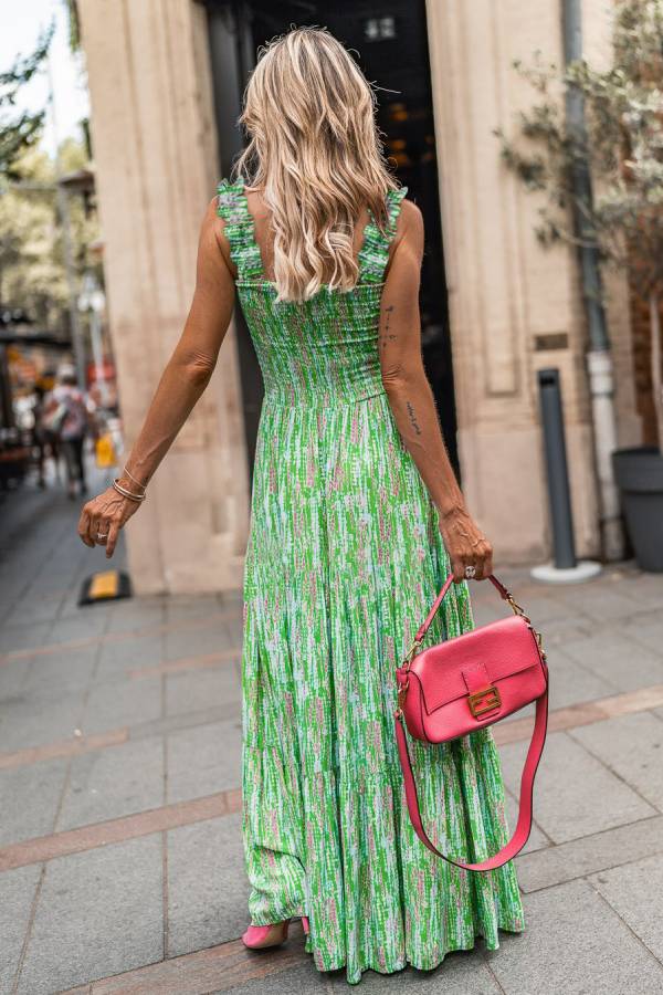 Green-french Sleeveless Suspender Skirt