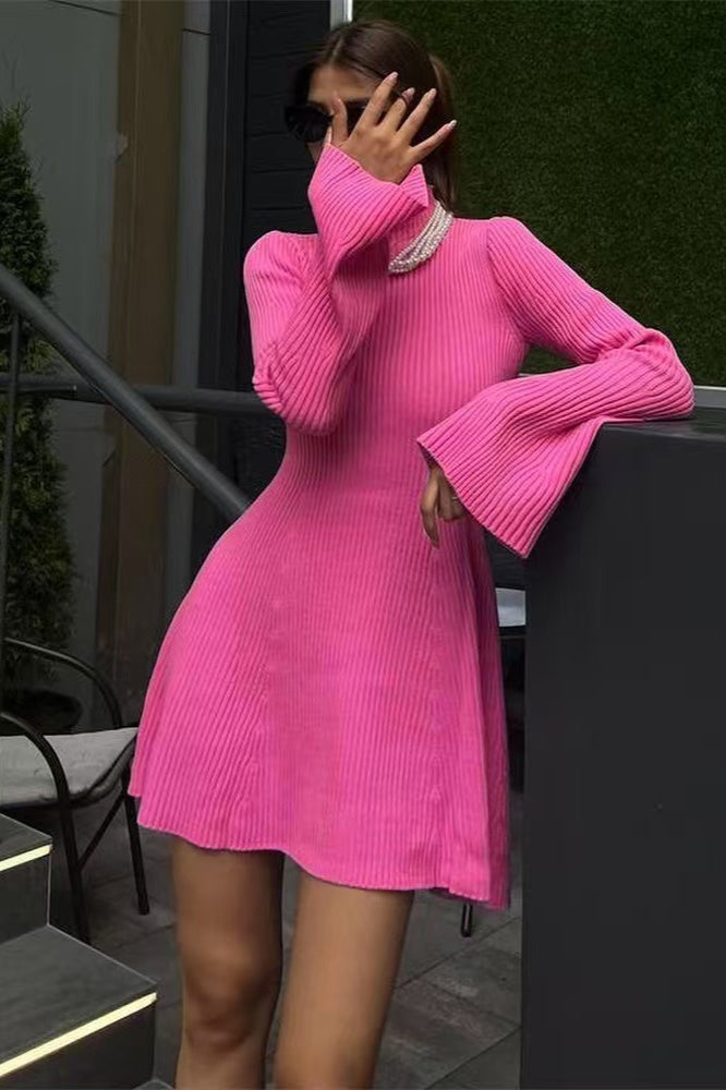 Long Sleeve A-line Sweater Dress