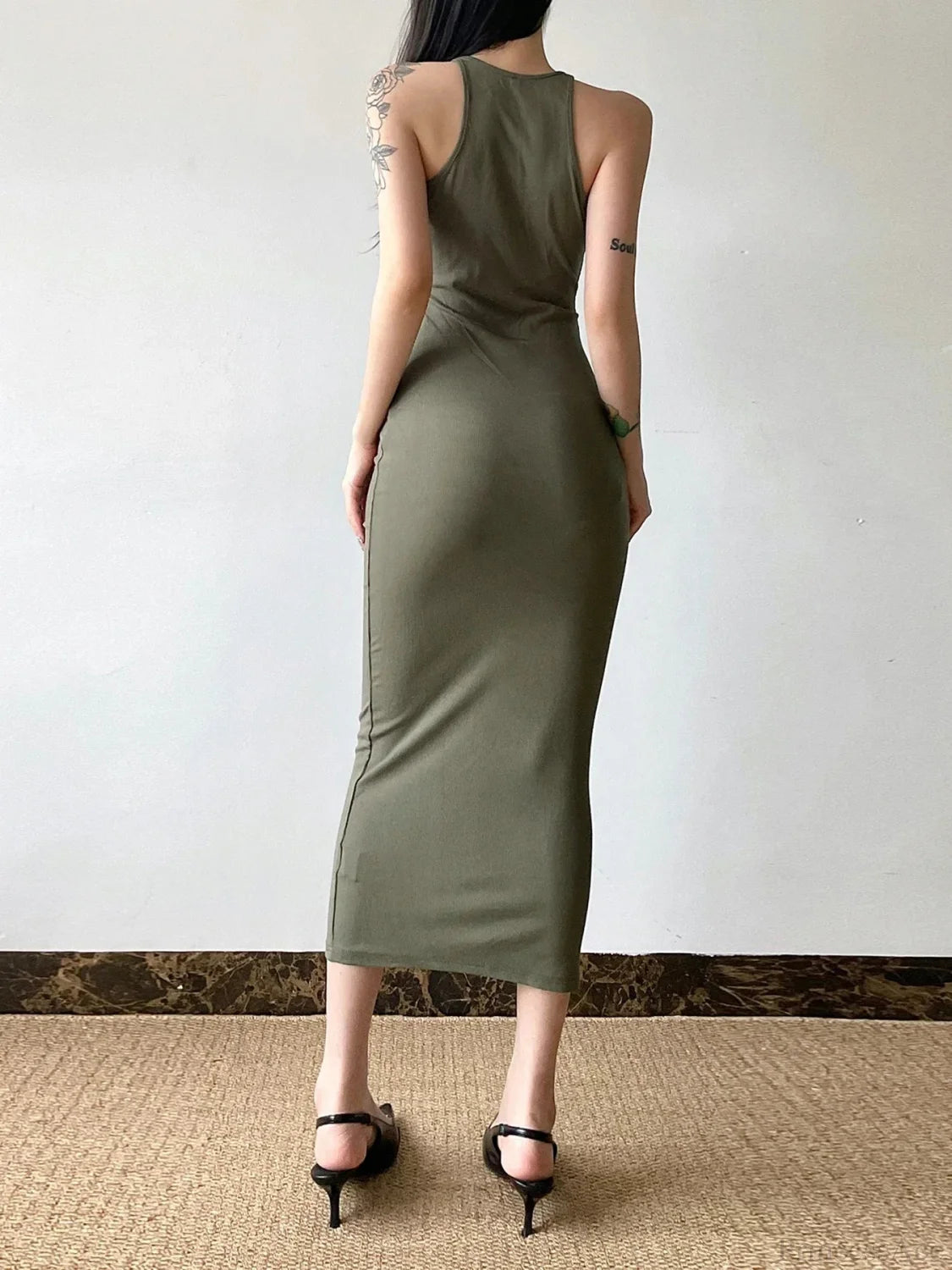 Graceful Hollow Out Spaghetti Midi Dress