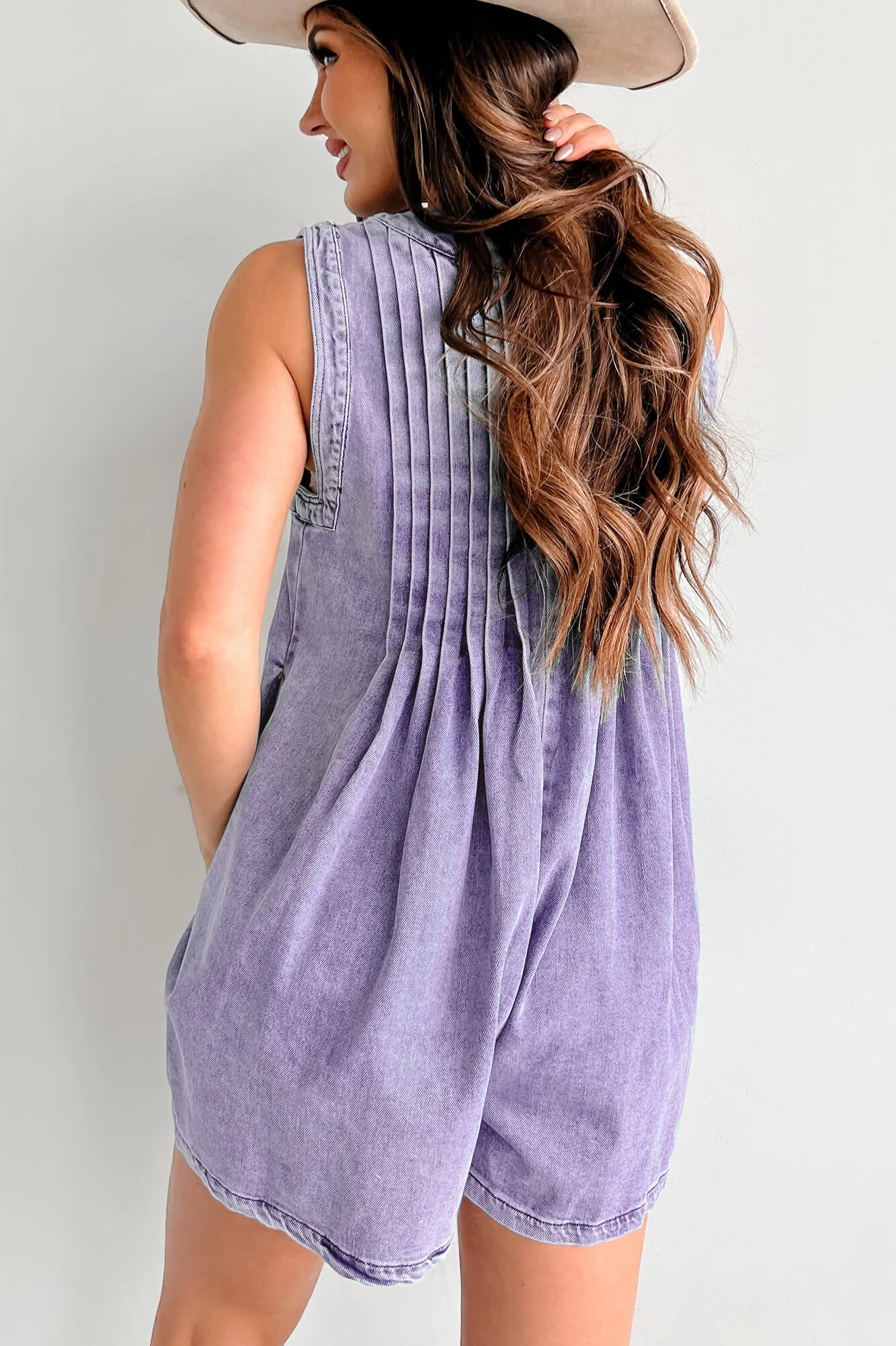 Texas Babydoll Denim Romper - Lavender