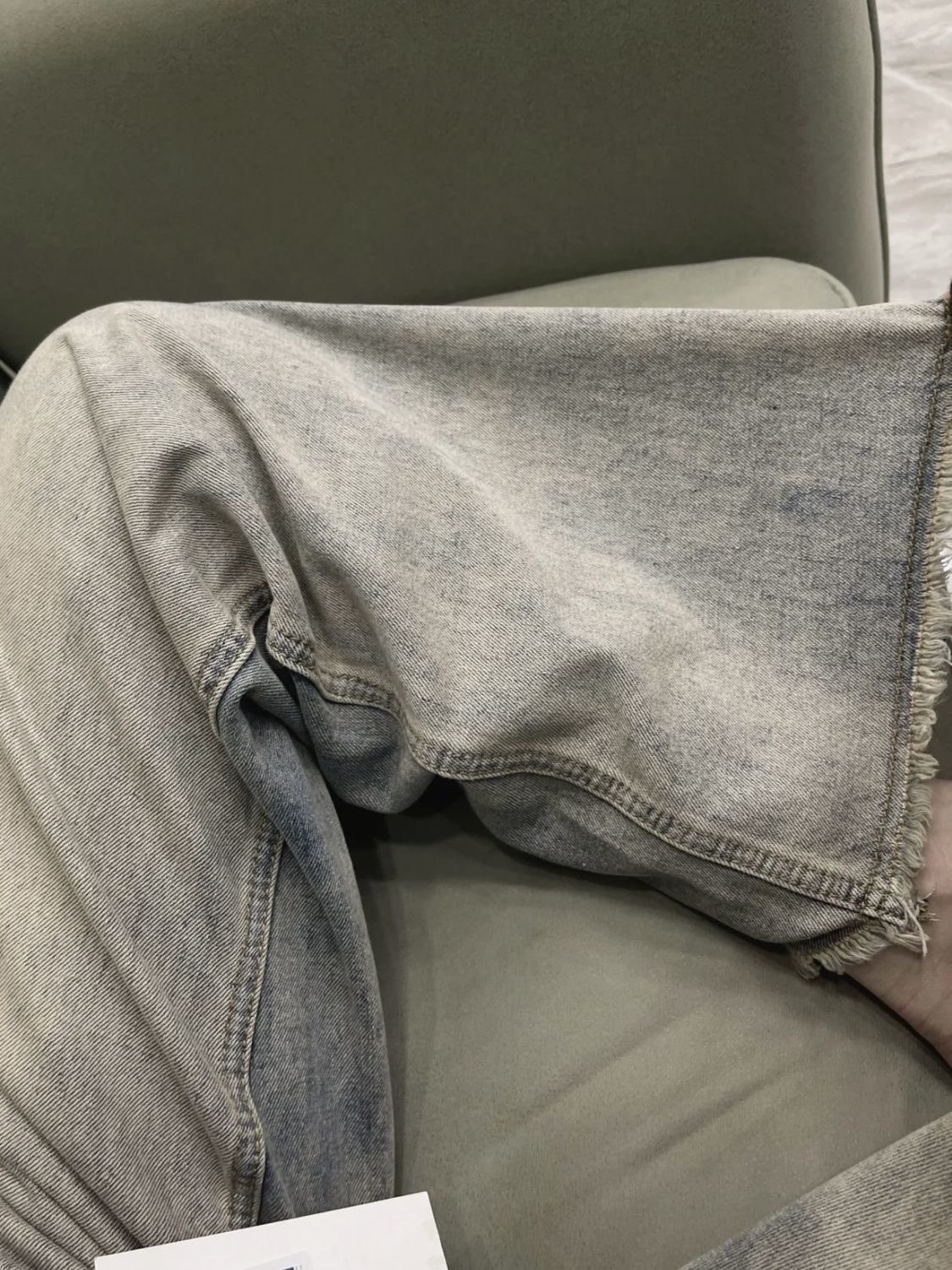 Light Faded Effect Raw Edge Boyfriend Pants
