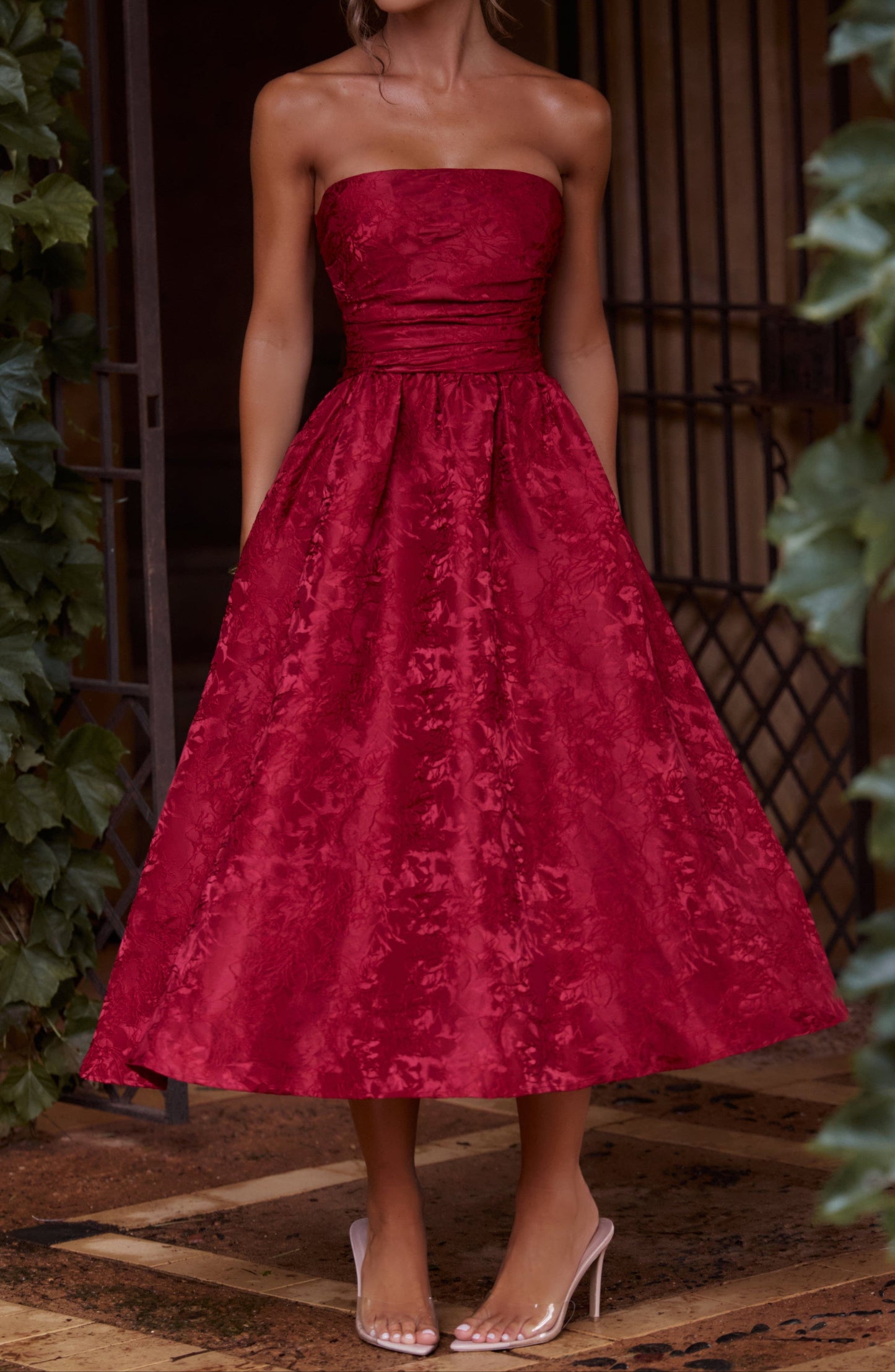 Isotta Midi Dress - Red