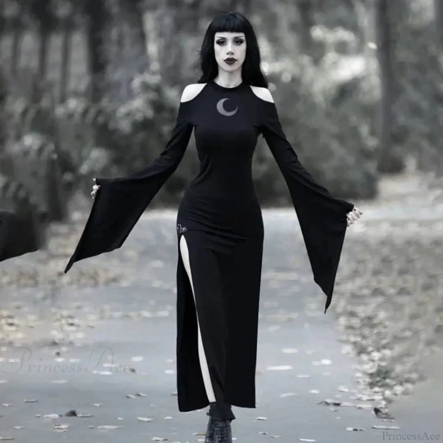 Trumpet Sleeve Lunar Maxi Dress