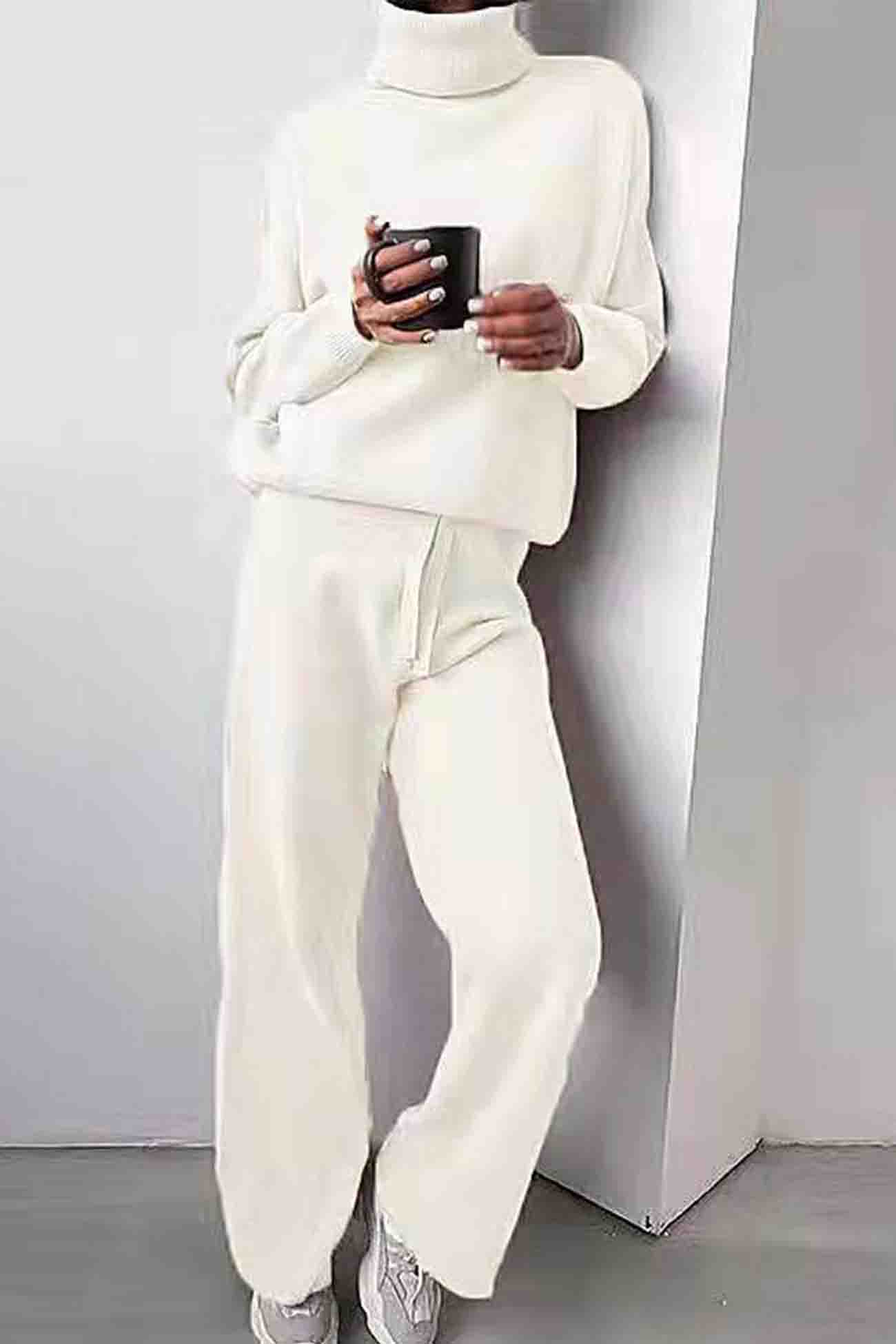 Turtleneck Long Sleeve Long Pant Knitted Set