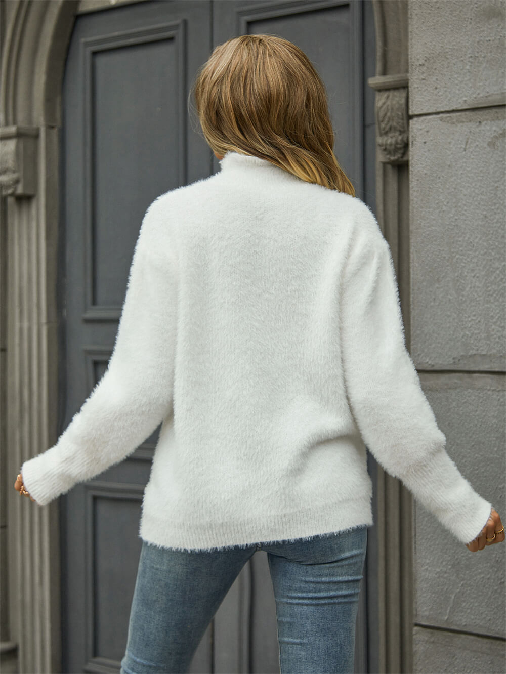 Come My Way Fuzzy Knit Sweater - White